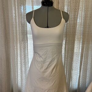 White Sleeveless fitness Dress with matching shorts